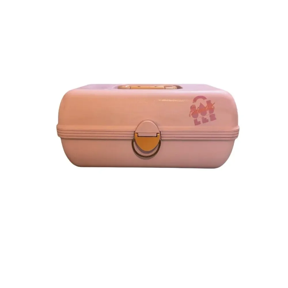 Vintage Lavender Caboodles Style Makeup Train Case Organizer Mirror USA Purple